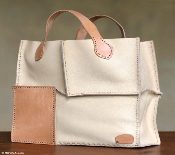 Urban Safari Leather Handbag NOVICA
